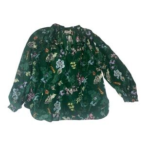 Zadig & Voltaire Emerald Green Floral Peasant Blouse